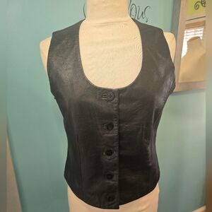 Upcycled Black Leather Biker Vest